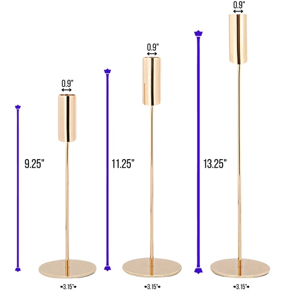 BRAND NEW in box Champagne Gold Taper Candle Holders Set of 3-Tall and GORGEOUS! - Picture 3 of 9